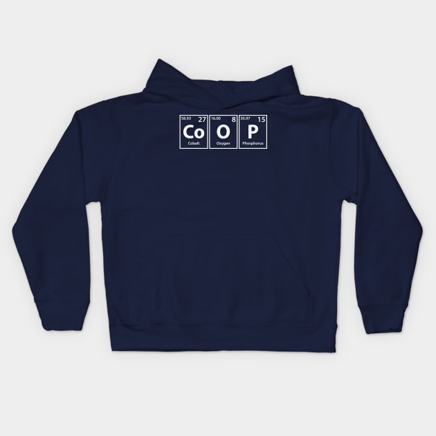 Coop (Co-O-P) Periodic Elements Spelling Kids Hoodie by cerebrands